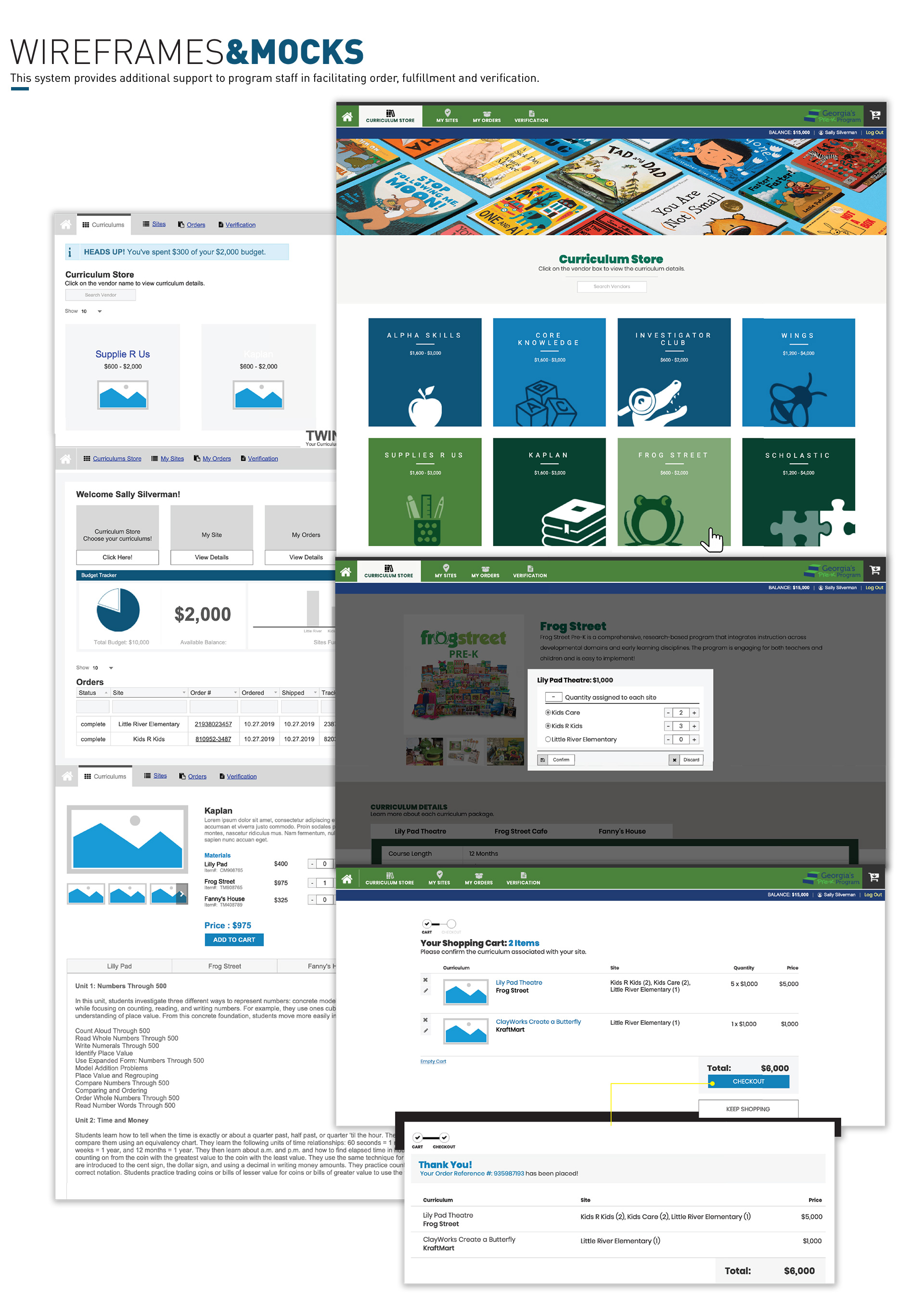 Curriculum Store Wireframes and Mock