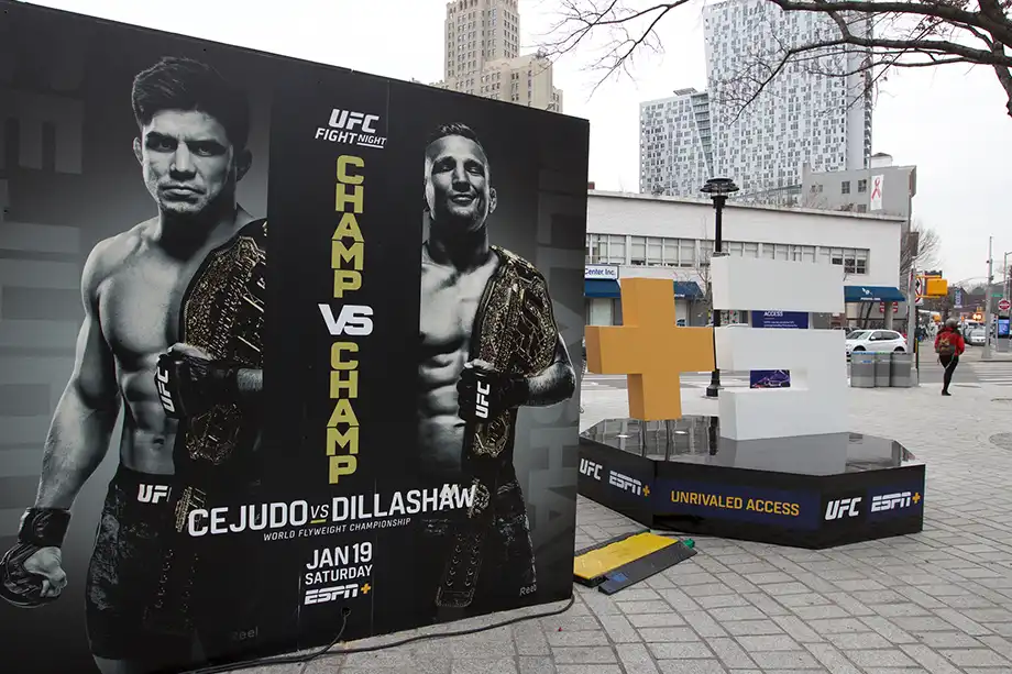 Fight night promotion on the back of the cube